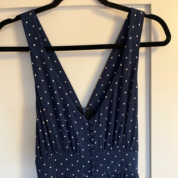 Madewell Wide Leg Jumpsuit in Navy Blue Polka Dot - Picture 3 of 9